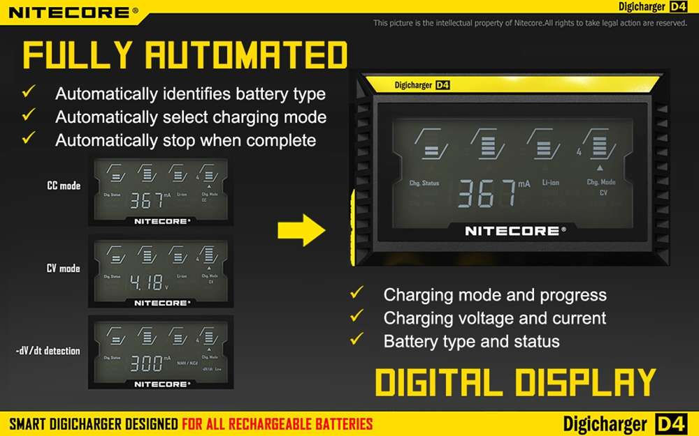 Nitecore D4 Digicharger Universal Charger 18650 RCR123A 17650 17670 14500 AA AAA