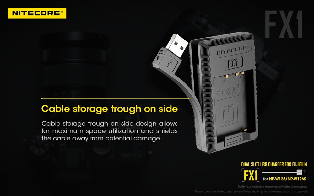 Nitecore FX1 Charger for Fujifilm NP-W126 and NP-W126S Camera Batteries