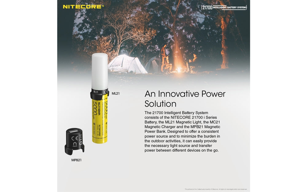 Nitecore Intelligent 21700 Battery System - MPB21 Kit: Lantern, Dual Function Battery Charger