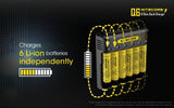 Nitecore Q6 Six Slot Charger, for 18650 16340 RCR123A 14500 18350 and more