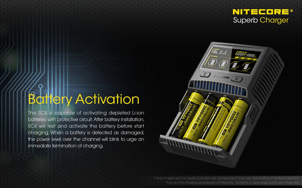 Nitecore SC4 4-Slot Fast Universal Charger for 18650 17650 17670, RCR123A 16340 14500 AA AAA C D