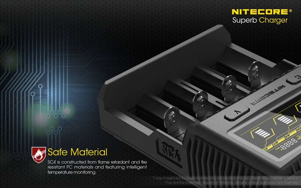 Nitecore SC4 4-Slot Fast Universal Charger for 18650 17650 17670, RCR123A 16340 14500 AA AAA C D