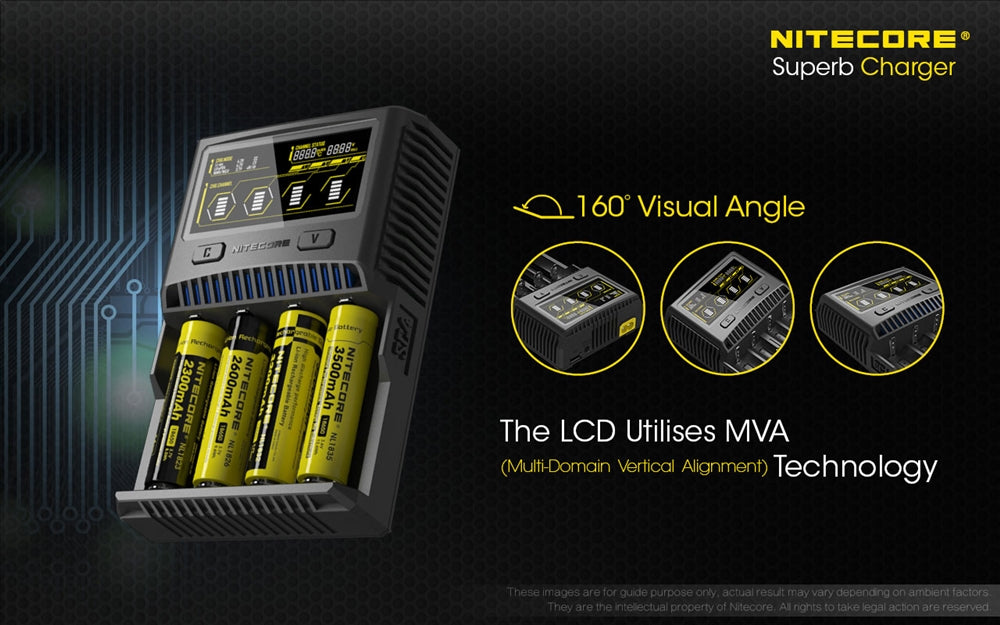 Nitecore SC4 4-Slot Fast Universal Charger for 18650 17650 17670, RCR123A 16340 14500 AA AAA C D