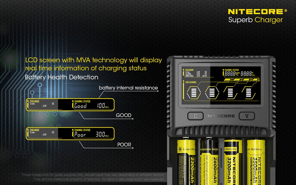 Nitecore SC4 4-Slot Fast Universal Charger for 18650 17650 17670, RCR123A 16340 14500 AA AAA C D