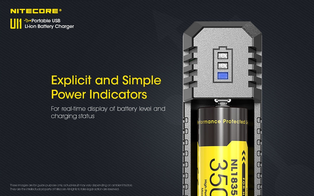 Nitecore UI1 USB Charger, for 18650, 21700, 18350, 20700 etc Batteries