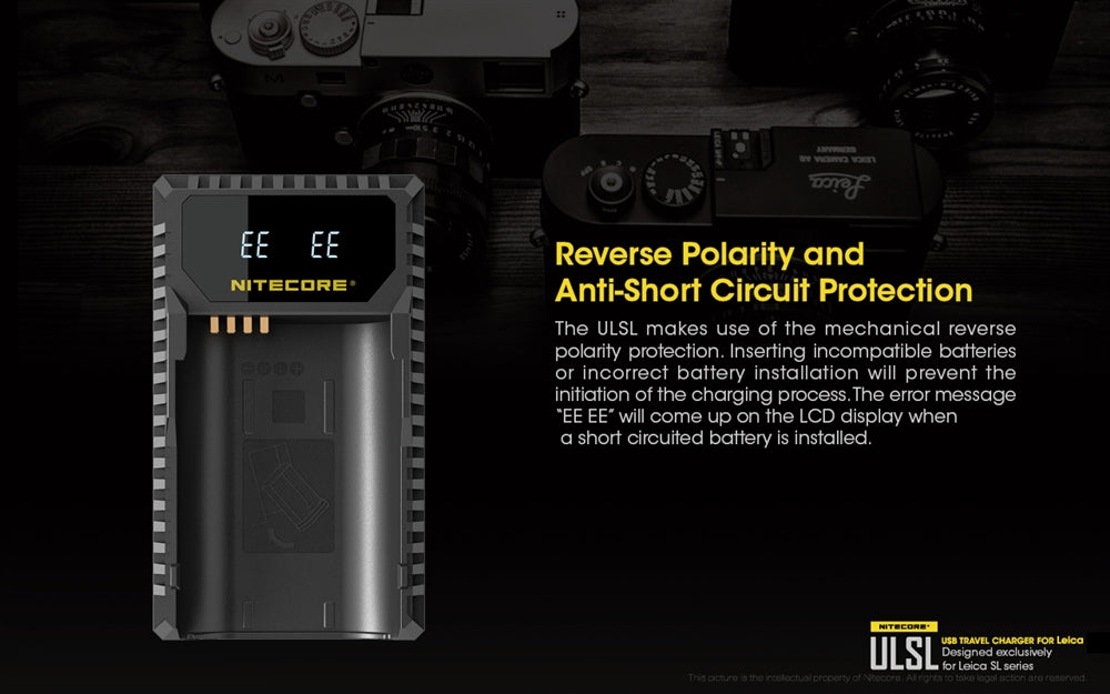 Nitecore ULSL USB Camera Charger for Leica SL Series BP-SCL4 Batteries