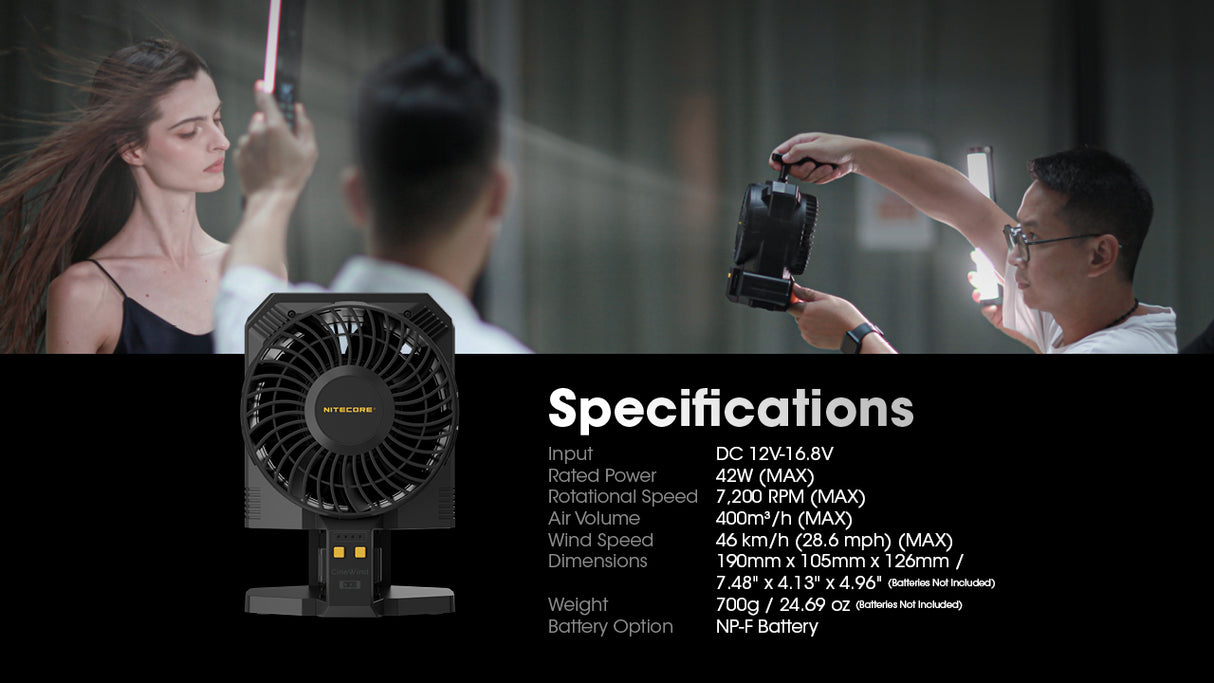 NITECORE CW30 Portable Cordless Photography Fan