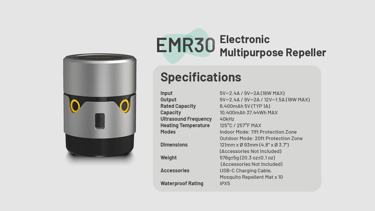 Nitecore EMR30 20 ft Protection Rechargeable Mosquito Repeller