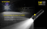 Nitecore E4K 4400 Lumen EDC Flashlight, with 5000mAh USB-C Rechargeable Battery