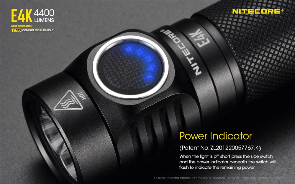 Nitecore E4K 4400 Lumen EDC Flashlight, with 5000mAh USB-C Rechargeable Battery