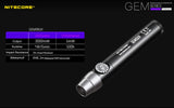 Nitecore GEM10UV UV LED Flashlight, Infinitely Adjustable Brightness for Gem Identification