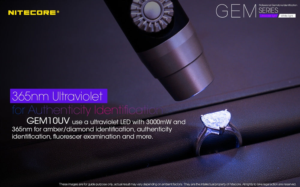 Nitecore GEM10UV UV LED Flashlight, Infinitely Adjustable Brightness for Gem Identification