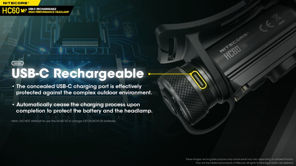 Nitecore HC60 v2 1200 Lumen USB-C Rechargeable Headlamp with