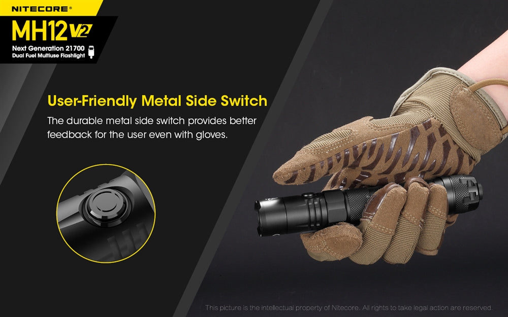 Nitecore MH12 v2 1200 Lumen USB-C Rechargeable Flashlight