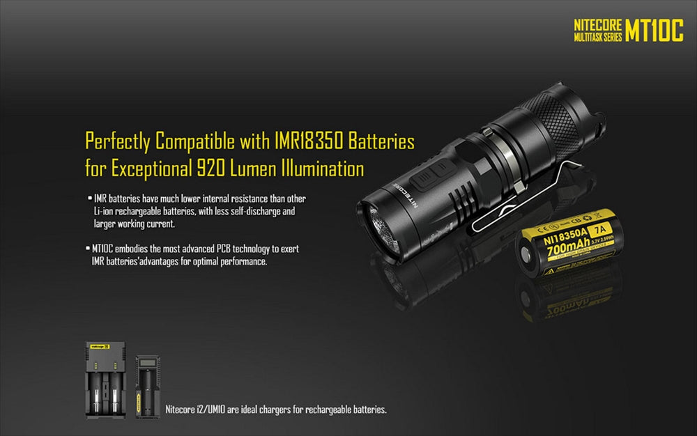 Nitecore MT10C 920 Lumen EDC Flashlight, with Red Light