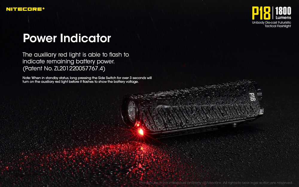 Nitecore P18 1800 Lumen EDC Flashlight with Red LED