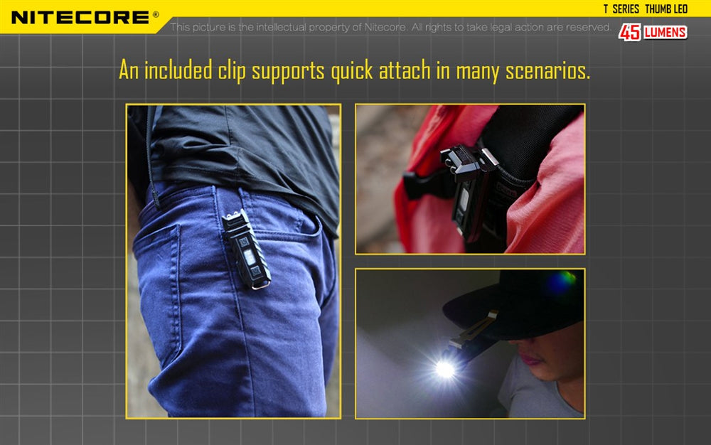 Nitecore Thumb Leo 45 Lumen Clip on Rechargeable Flashlight, UV & Red and Blue