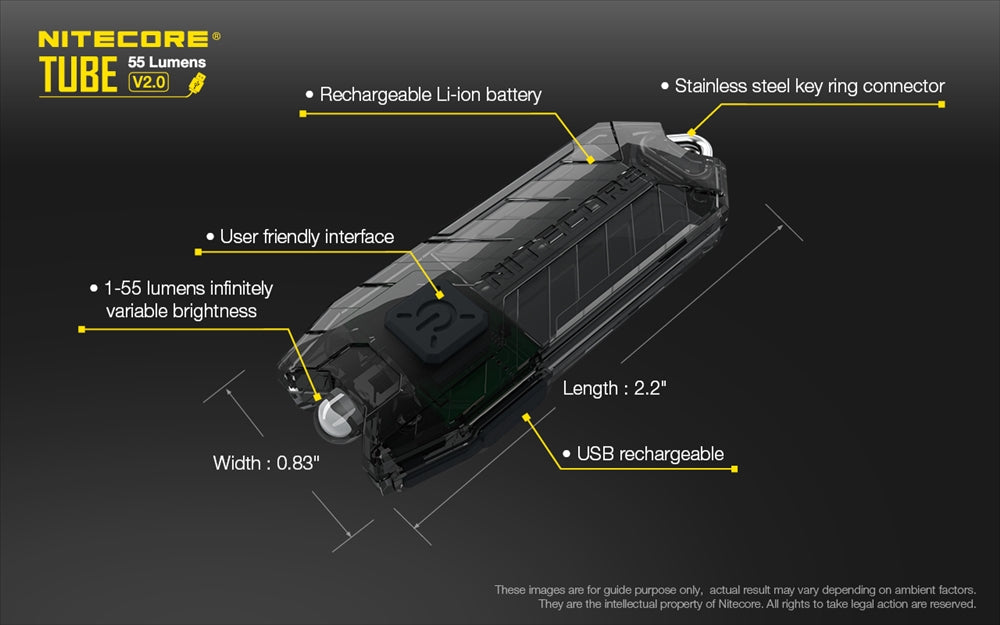 Nitecore TUBE v2 55 Lumen Rechargeable Keychain Flashlight