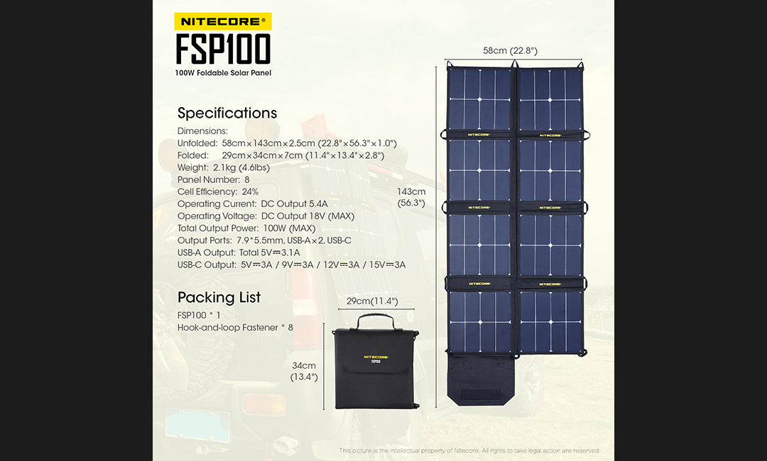 Nitecore FSP100 100 Foldable Solar Panel