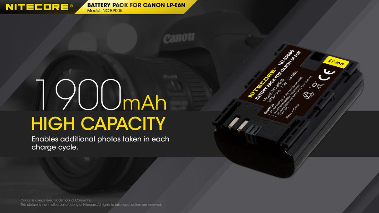 Nitecore NC-BP005 Camera Battery Compatible with Canon LP-E6N