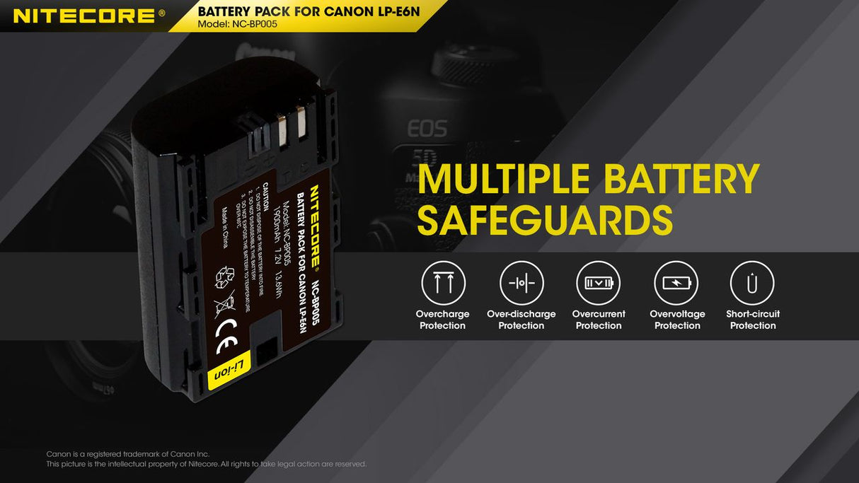 Nitecore NC-BP005 Camera Battery Compatible with Canon LP-E6N