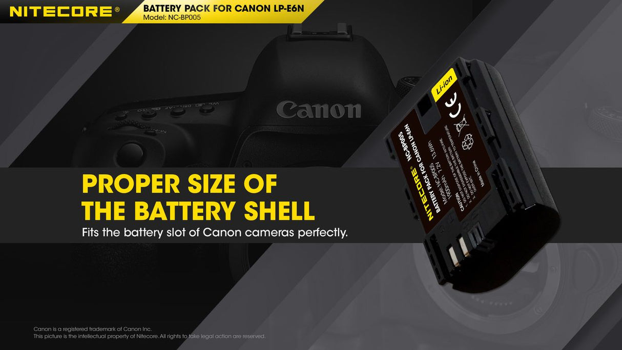 Nitecore NC-BP005 Camera Battery Compatible with Canon LP-E6N