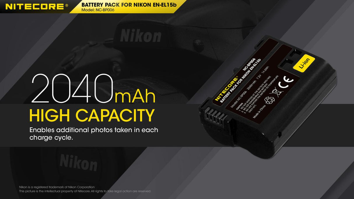 Nitecore NC-BP006 Camera Battery Compatible with Nikon EN-EL15B