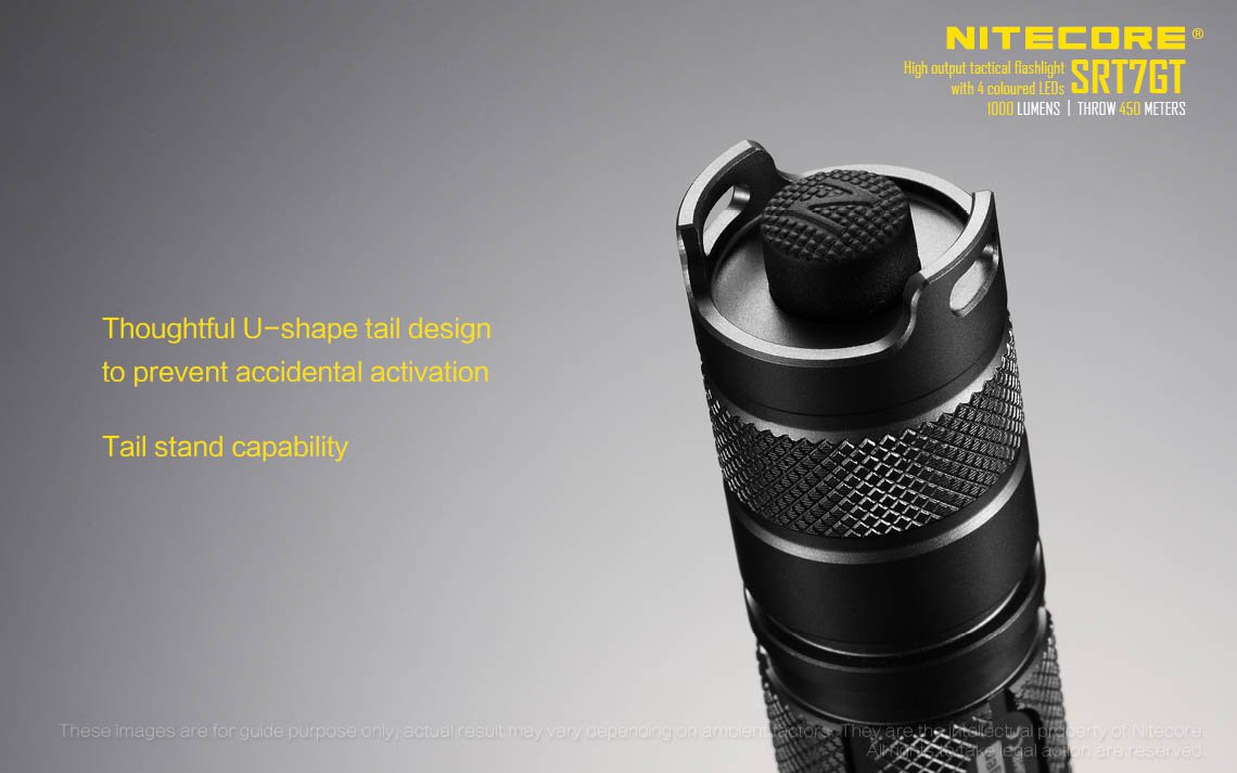 Nitecore SRT7GT 1000 Lumen LED Flashlight, with UV and 4 Color LEDs - Used