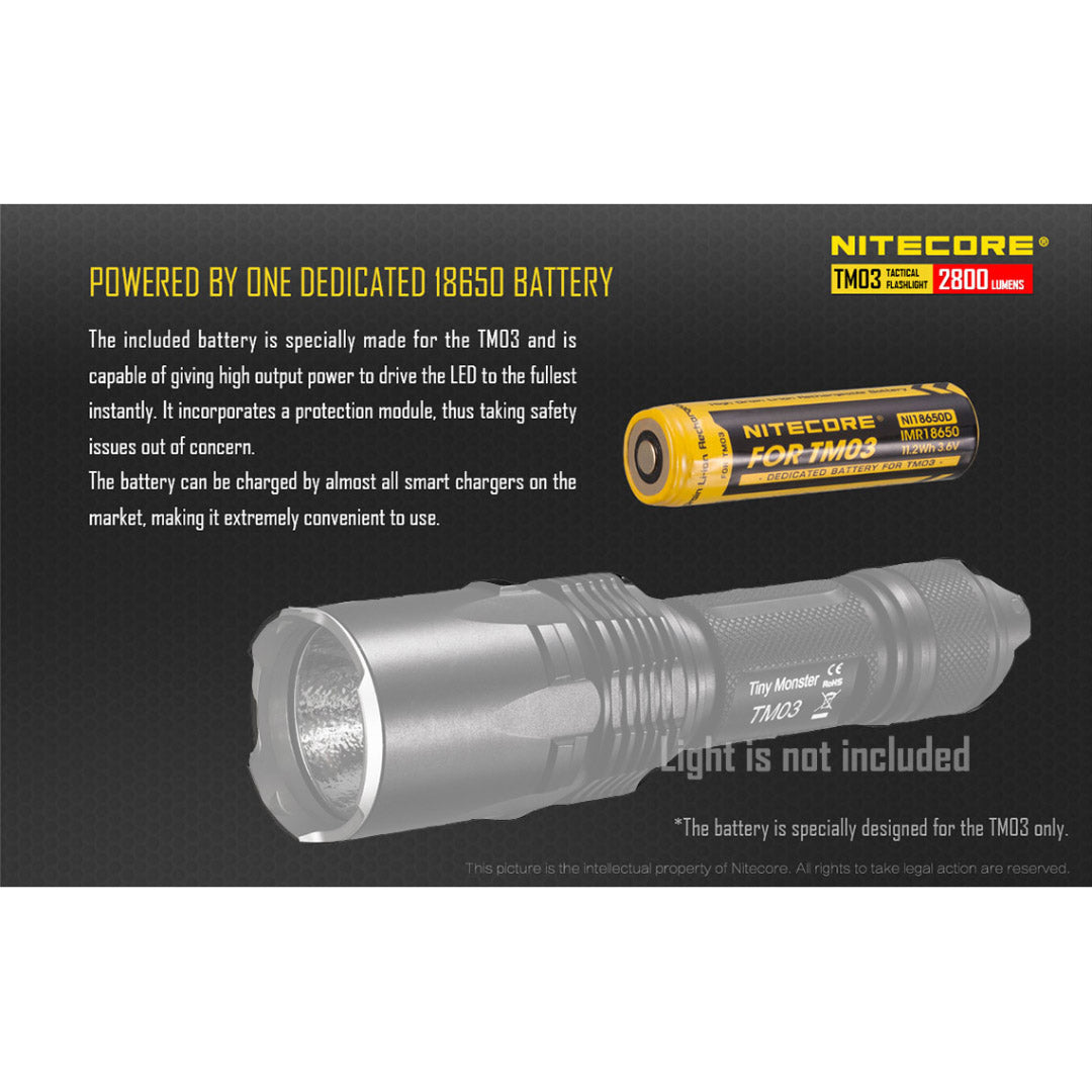 Nitecore NI18650D Rechargeable Battery for the TM03