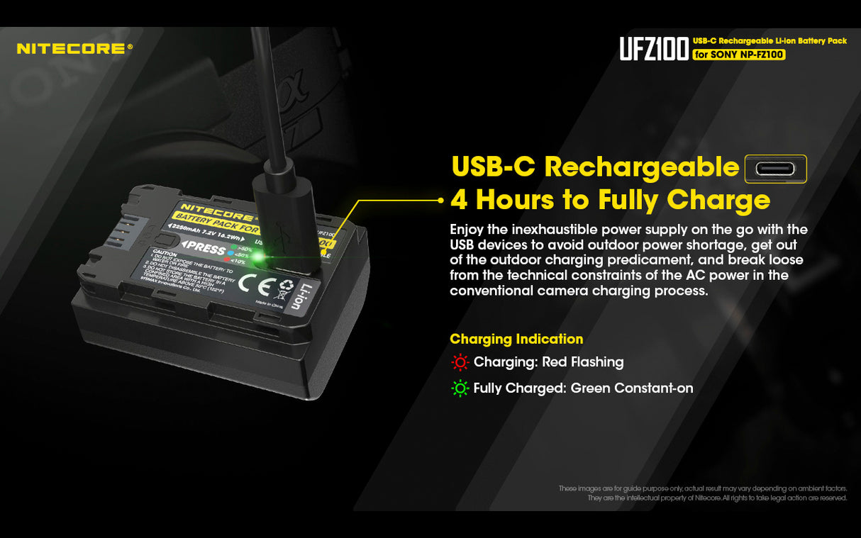 NITECORE UFZ100 Camera Battery for Sony NP-FZ100