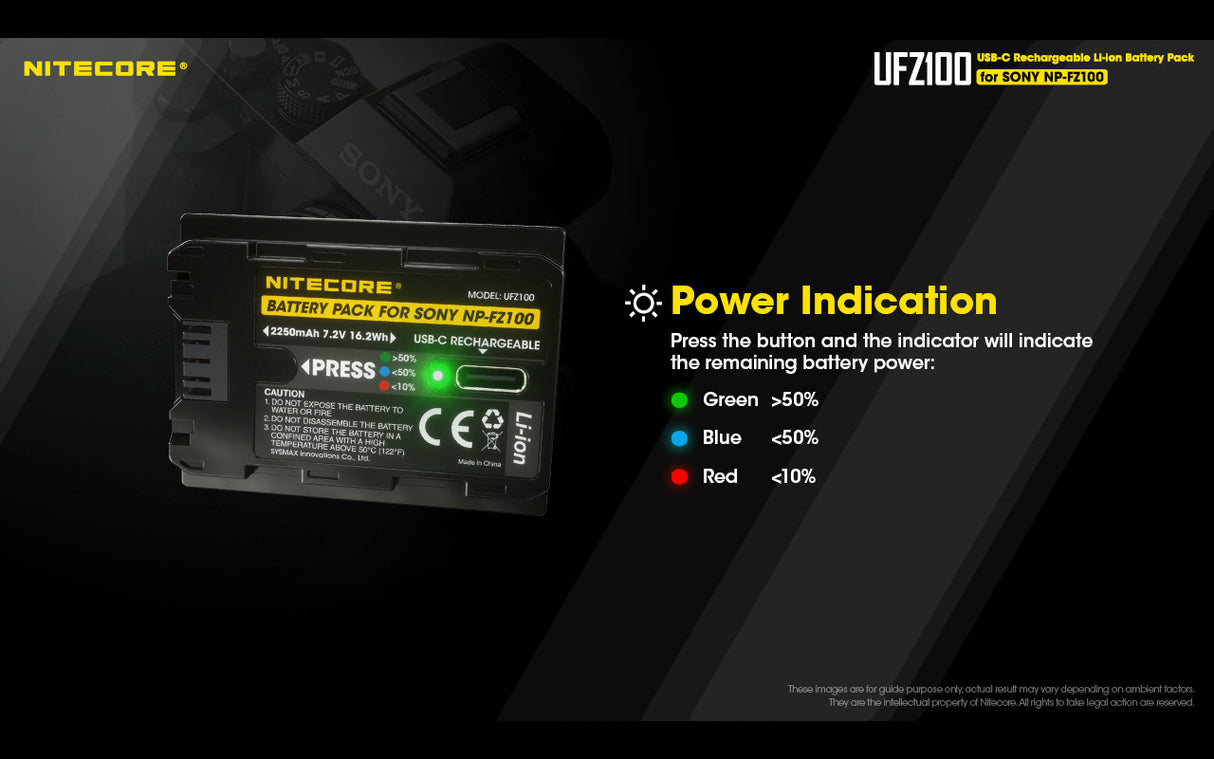 NITECORE UFZ100 Camera Battery for Sony NP-FZ100