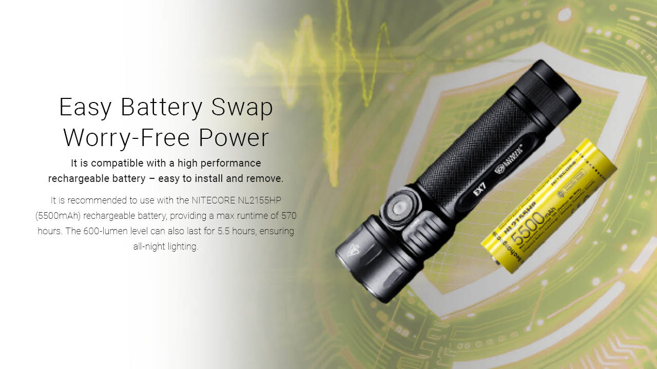 best 6 long high lumen rechargeable led flashlight Nitecore EX7 6000 Lumen High Performance Rechargeable Flashlight