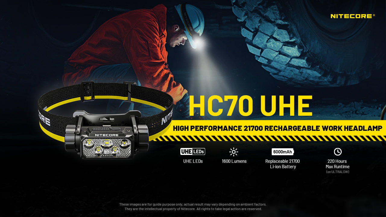 ライト・ランタン NITECORE HC70 UHE 1600lm 6000mAh Nitecore HC70 UHE 1600 Lumen Rechargeable Headlamp with