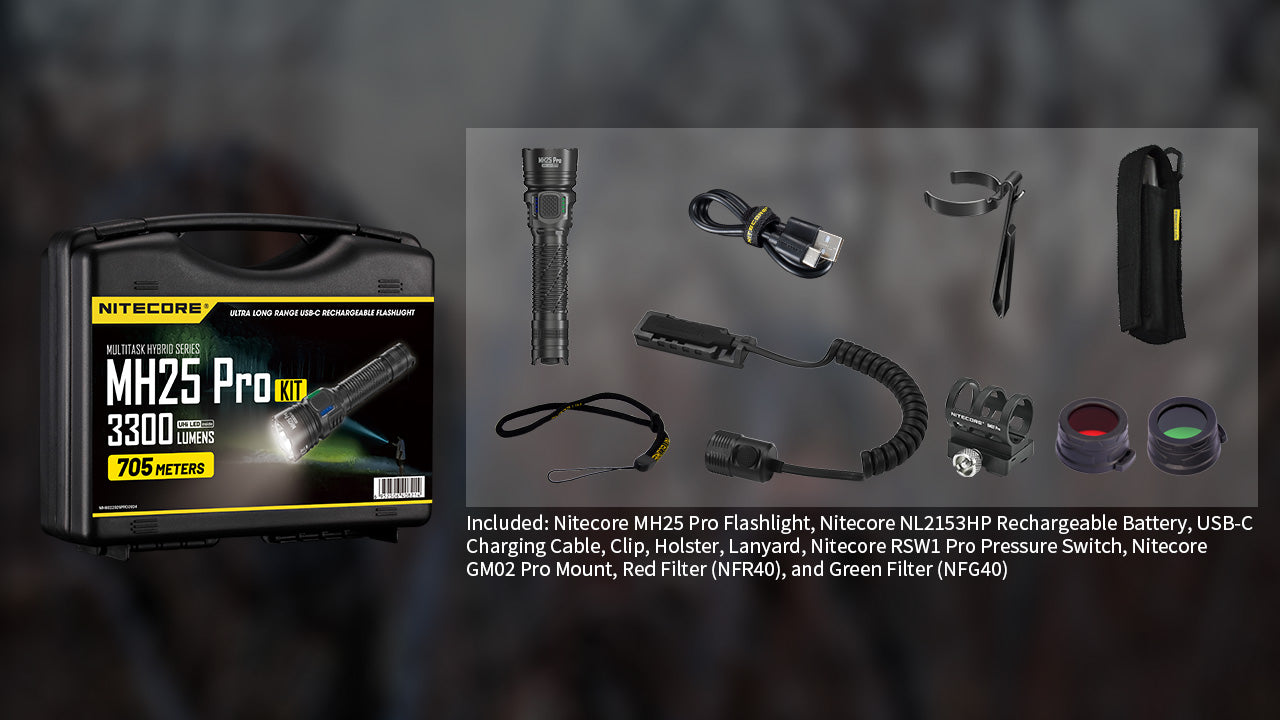 Nitecore MH25 Pro 3300 Lumen Long Throw Rechargeable Hunting Light
