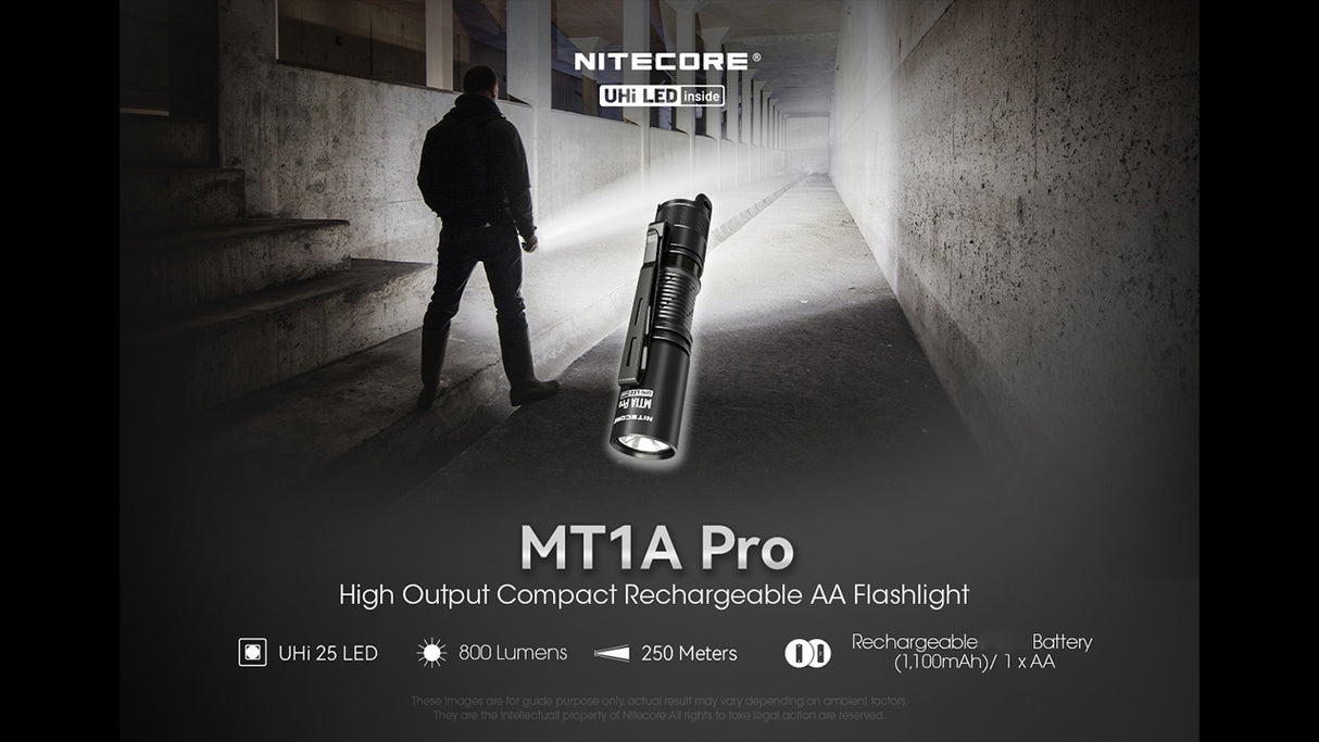 Nitecore MT2A Pro and MT1A Pro EDC Flashlight Bundle - AA and Rechargeable Battery with up to 1000 Lumens