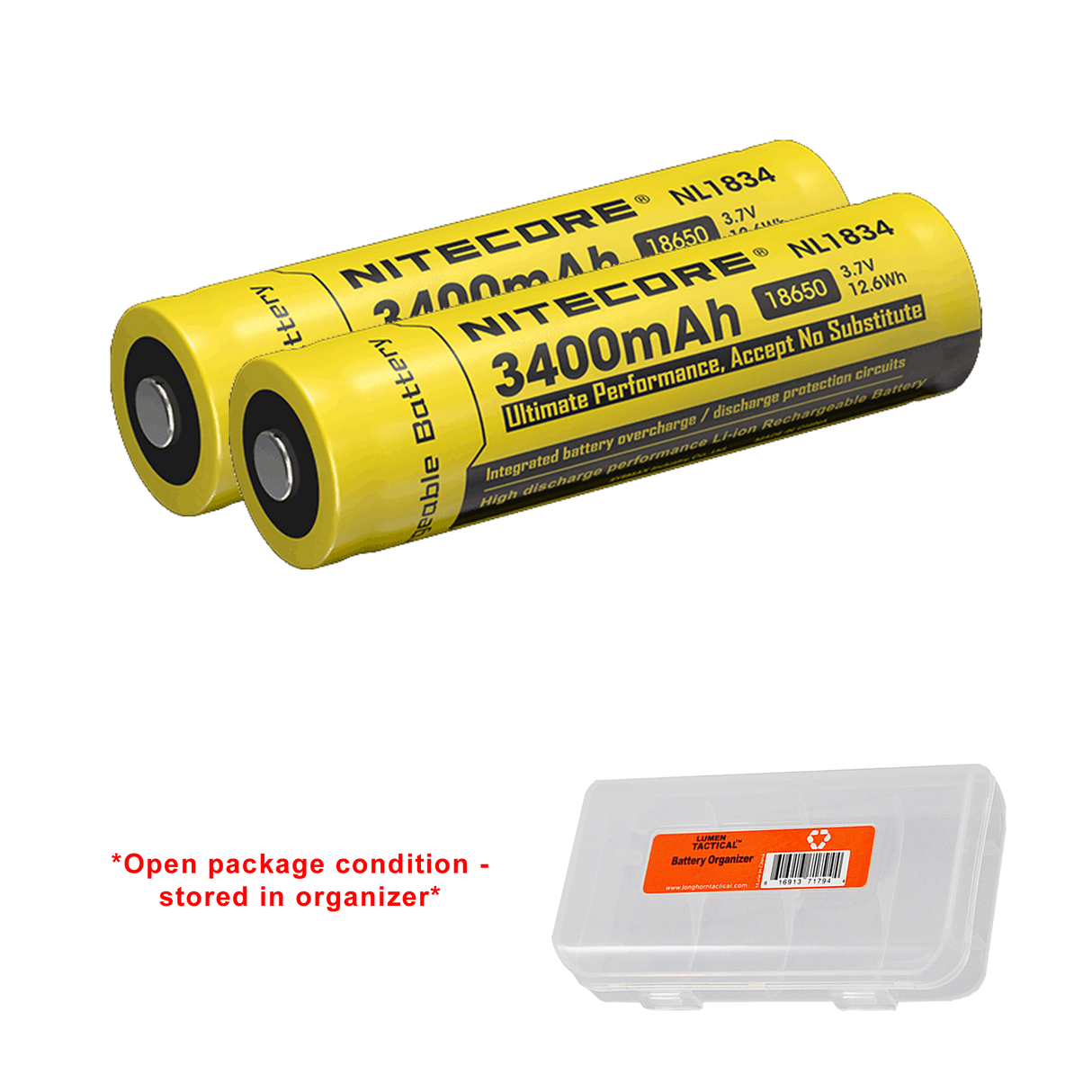 Nitecore NL1834 3400mAh Rechargeable 18650 Battery - Pack of 2 - Used