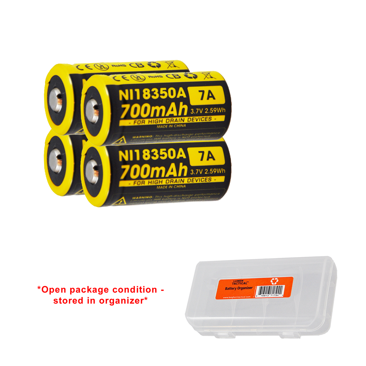 Nitecore IMR18350 700mAh Rechargeable 18350 Battery - 4 Pack - Used