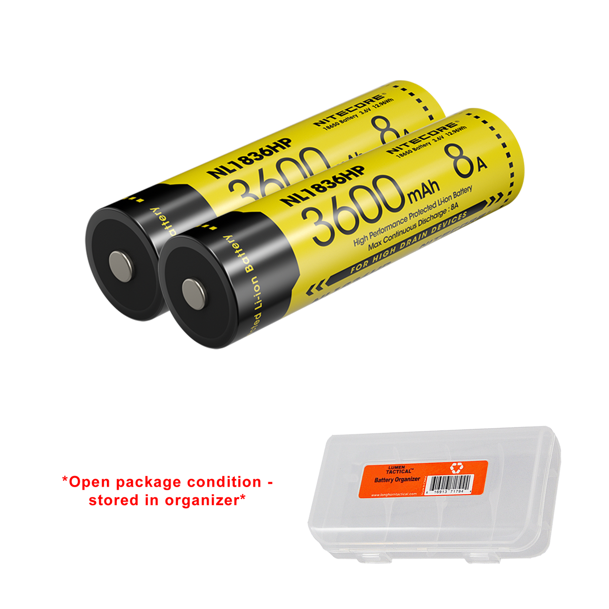 Nitecore NL1836HP 3600mAh Rechargeable 18650 Battery - Pack of 2 - Used