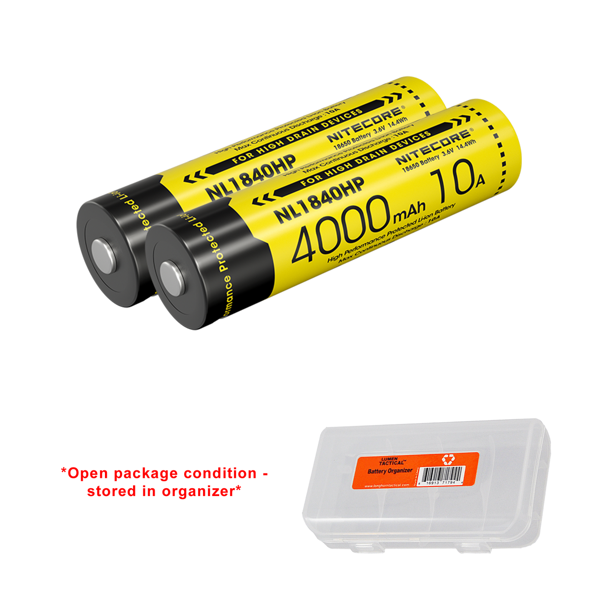 Nitecore NL1840HP 4000mAh Rechargeable 18650 Battery - Pack of 2 - Used