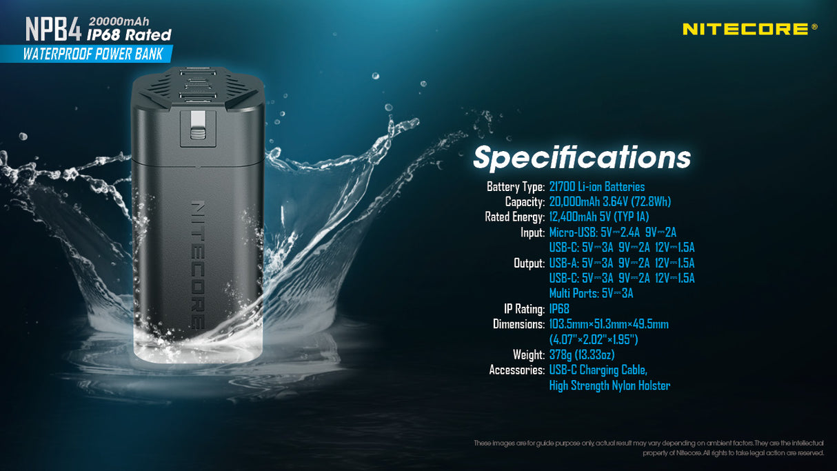 Nitecore NPB4 20,000mAh Waterproof Power Bank