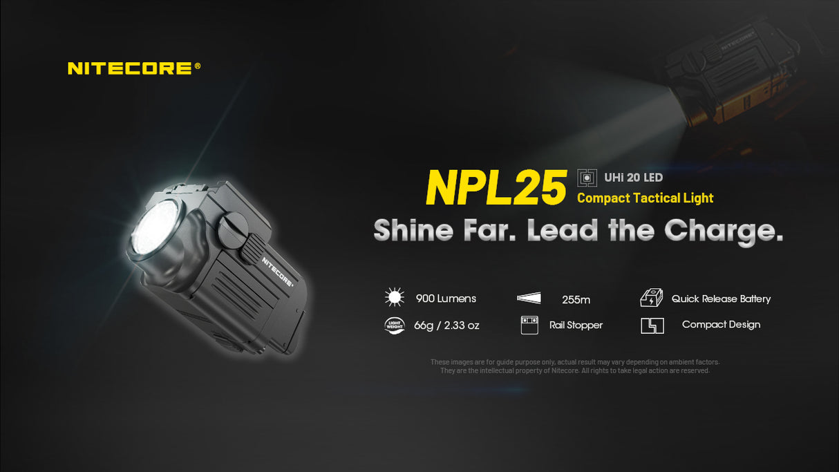 Nitecore NPL25 900 Lumen Rechargeable Compact Rail Mount Flashlight