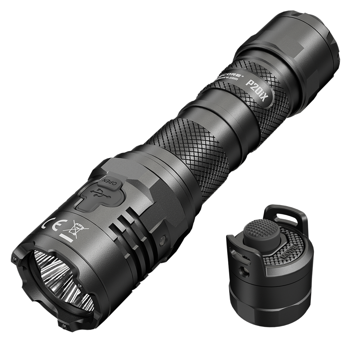 Nitecore P20iX 4000 Lumen USB-C Tactical Flashlight with NTC2i Tactical U-Shaped Tail Cap