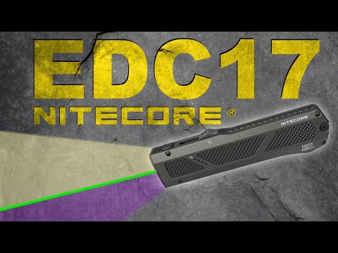 Nitecore EDC17 1500 Lumen Rechargeable EDC Flat Flashlight with White LED, UV, and Green Laser
