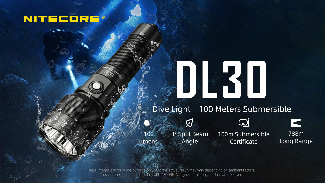 Nitecore DL30 1100 Lumen Rechargeable Dive Light Nitecore DL30 1100 Lumen Rechargeable Dive Light
